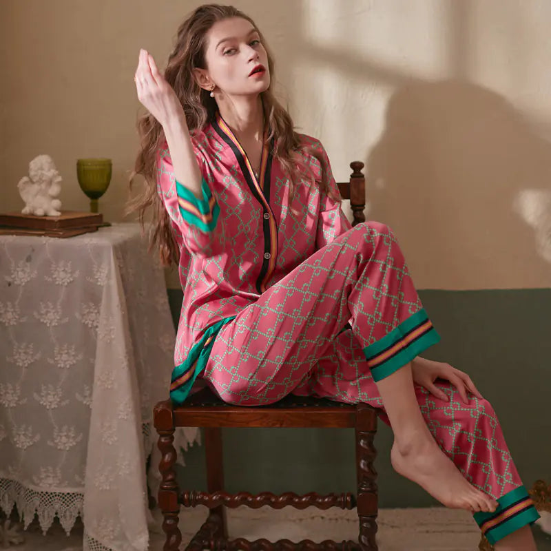Ladies Band Long Sleeve Pyjamas Set