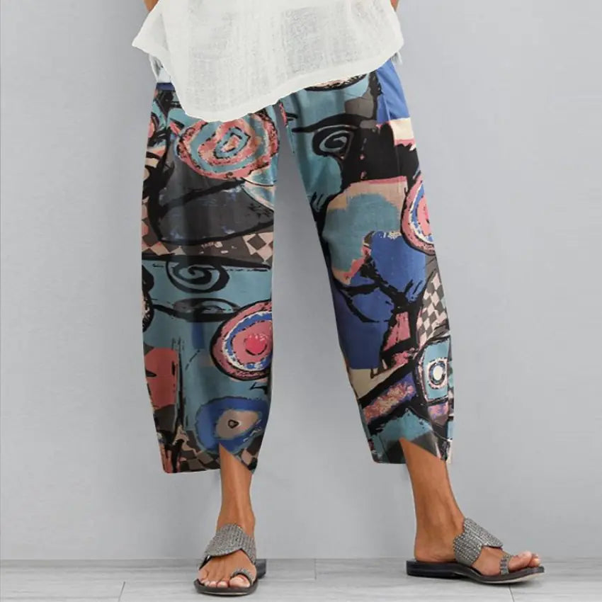 Women's Dandelion Print Wide Leg Pants