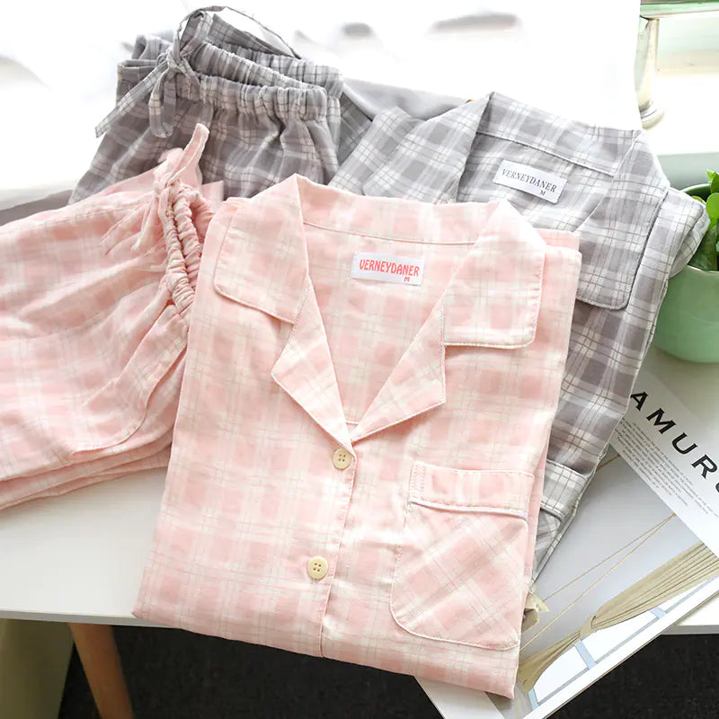 Cotton Plaid Pajama Set for Couples