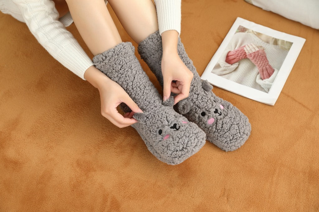 Cartoon Lambswool Anti-Slip Socks