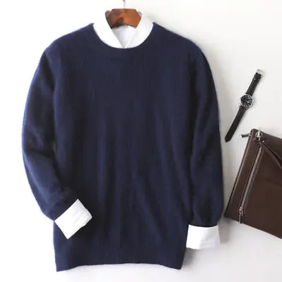 Men's Mink-Wool Round Neck Sweater