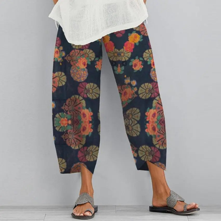 Women's Dandelion Print Wide Leg Pants
