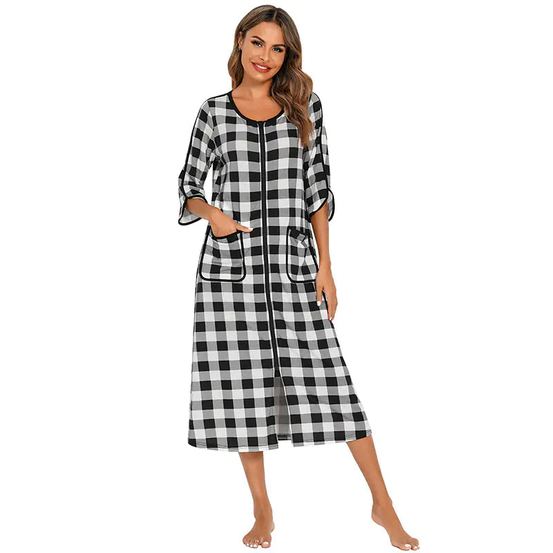 Women's Zipper Shirt Pajamas