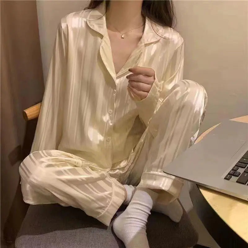 Silk Stripe Pajama Set