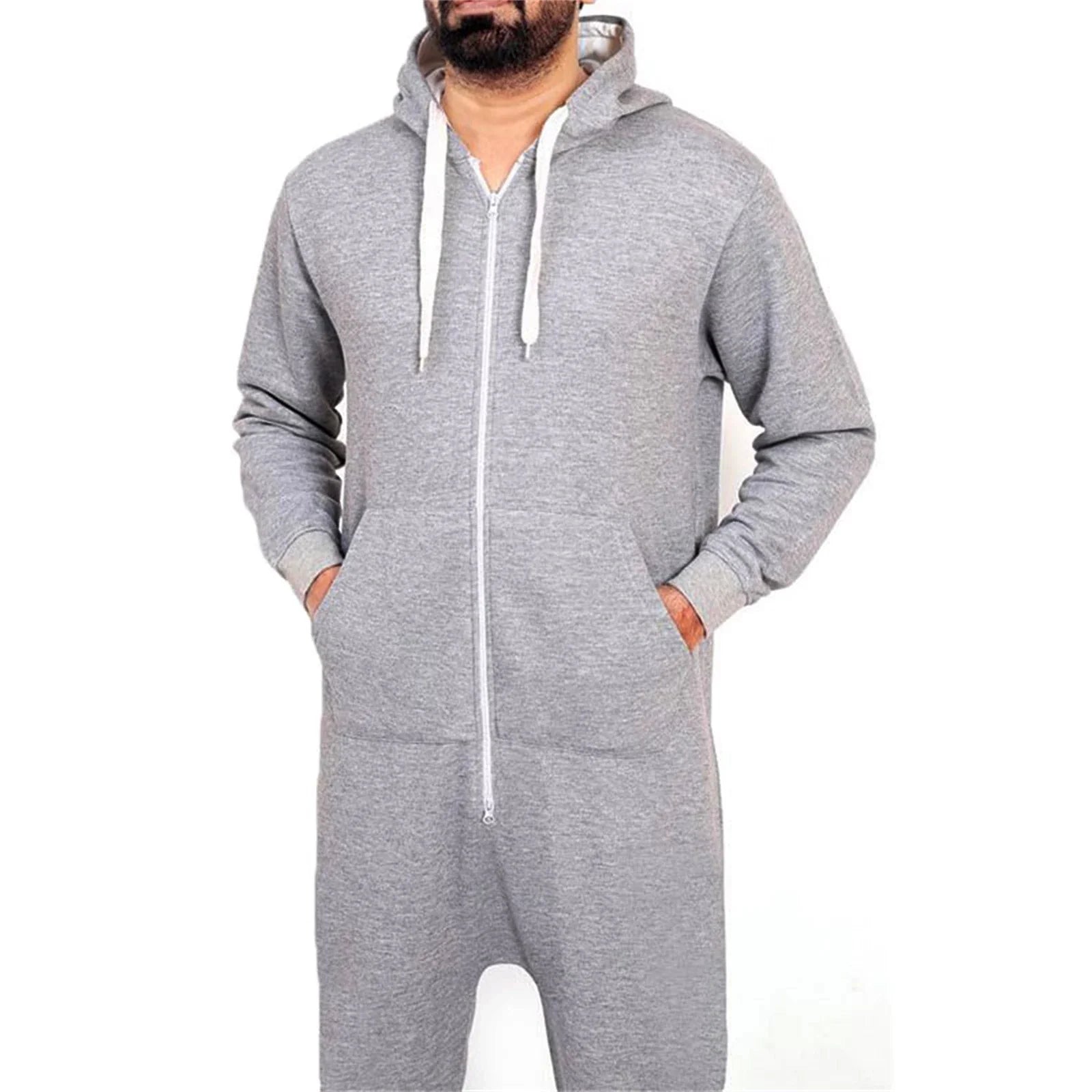 Mens Hooded Jumpsuit with Pockets