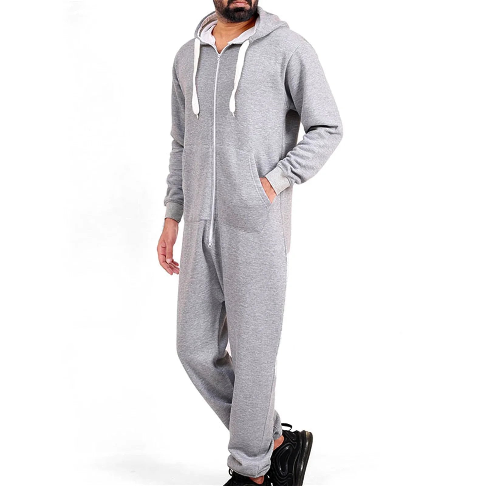 Mens Hooded Jumpsuit with Pockets