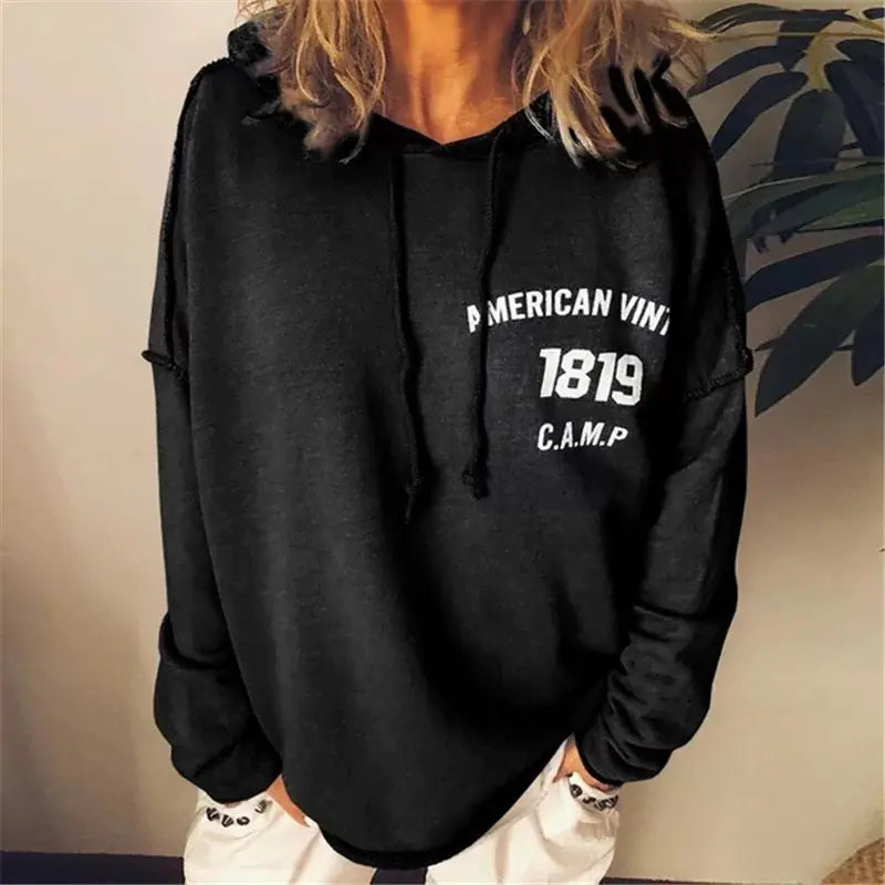 Vintage Loose Plus Size Hooded Tee