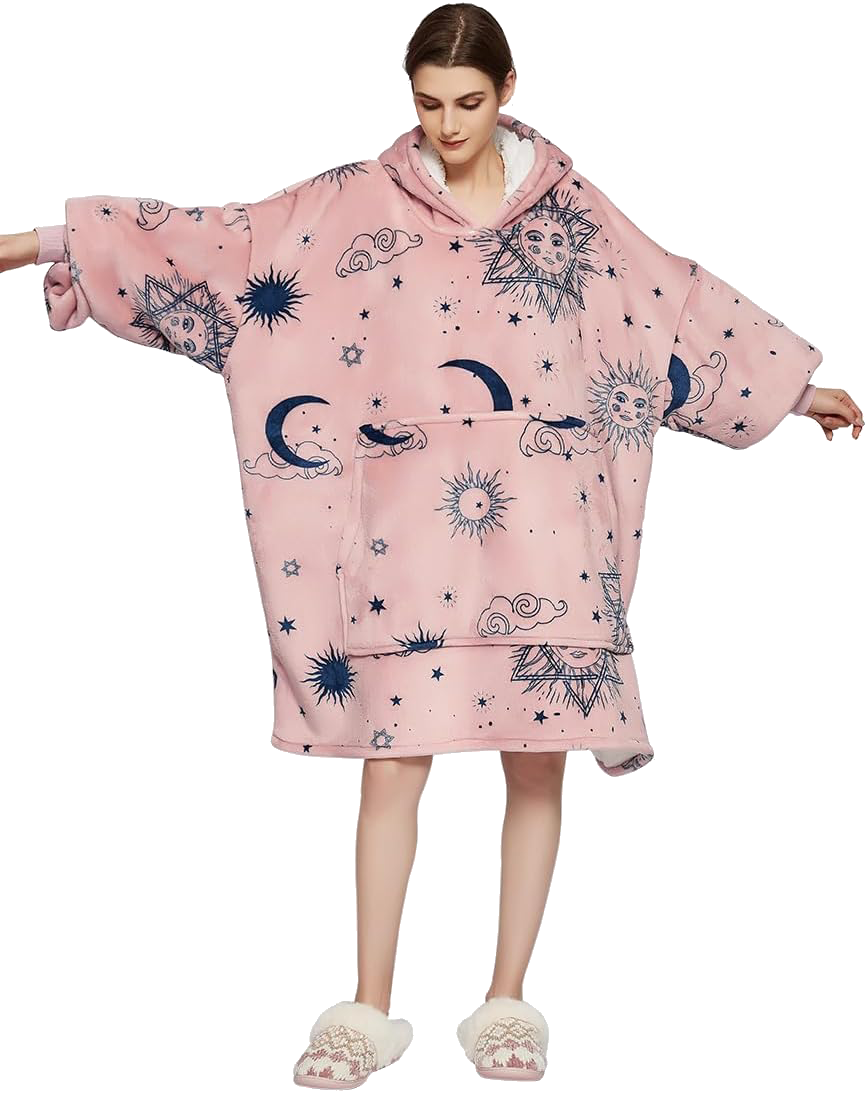 Adult Unisex Flannel Lazy Blanket Hooded Blanket