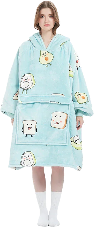 Adult Unisex Flannel Lazy Blanket Hooded Blanket