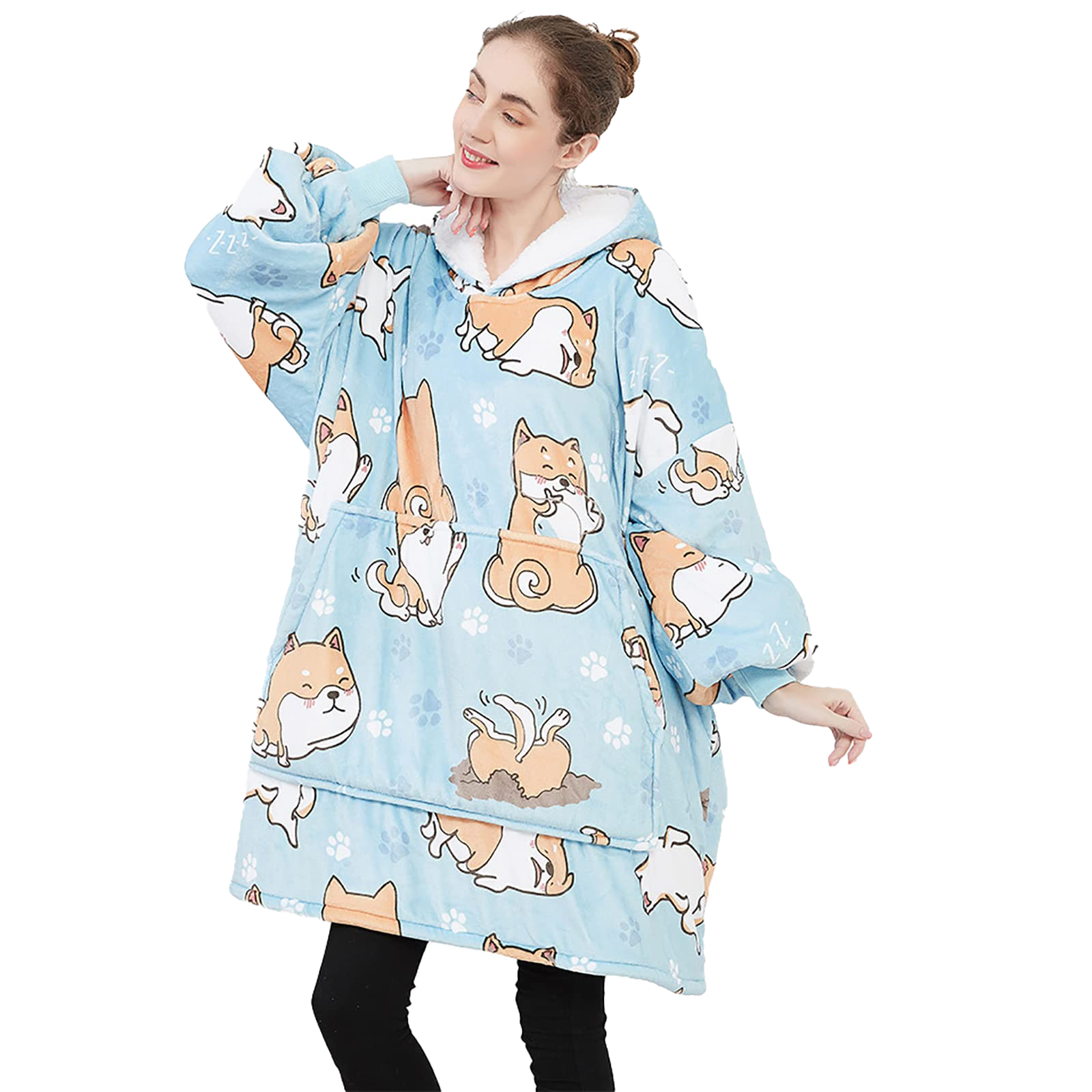 Adult Unisex Flannel Lazy Blanket Hooded Blanket