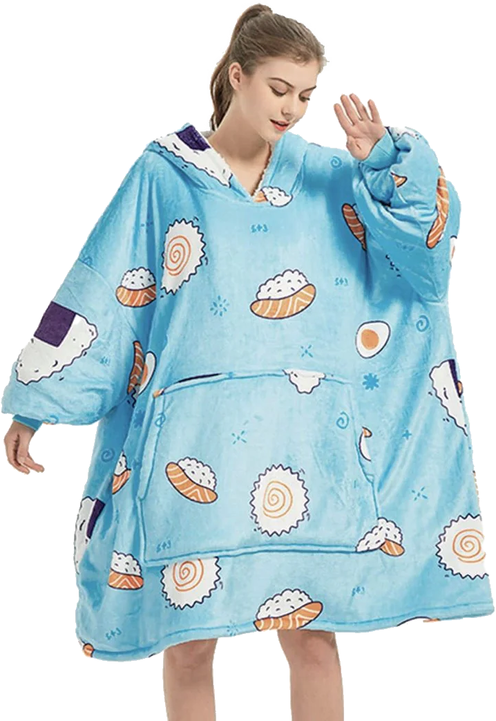Adult Unisex Flannel Lazy Blanket Hooded Blanket