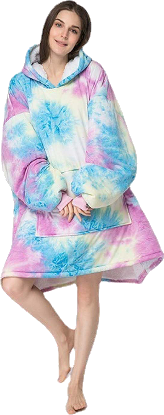 Adult Unisex Flannel Lazy Blanket Hooded Blanket
