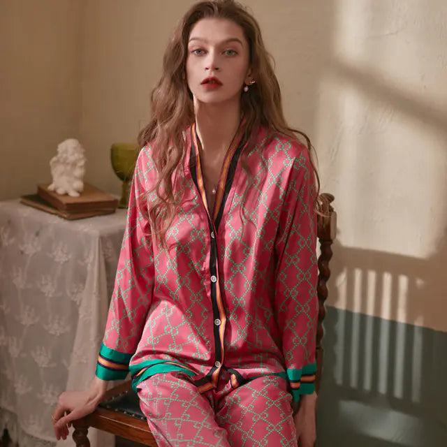 Ladies Band Long Sleeve Pyjamas Set
