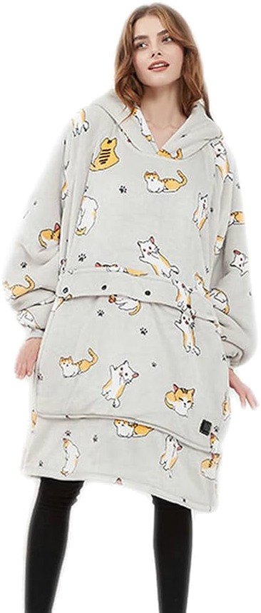 Adult Unisex Flannel Lazy Blanket Hooded Blanket