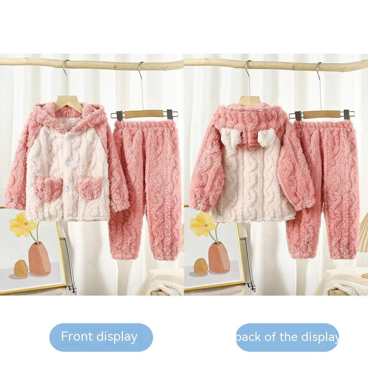 Thick Jacquard Hooded Flannel Pajamas for Kids
