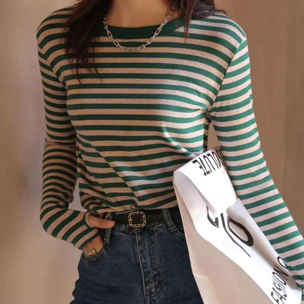 Women's Long Sleeve Striped T-Shirt