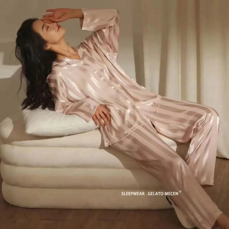 Silk Stripe Pajama Set