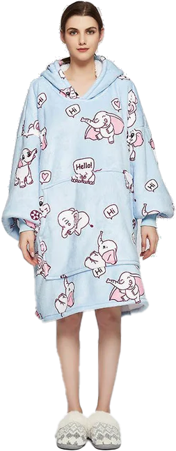 Adult Unisex Flannel Lazy Blanket Hooded Blanket