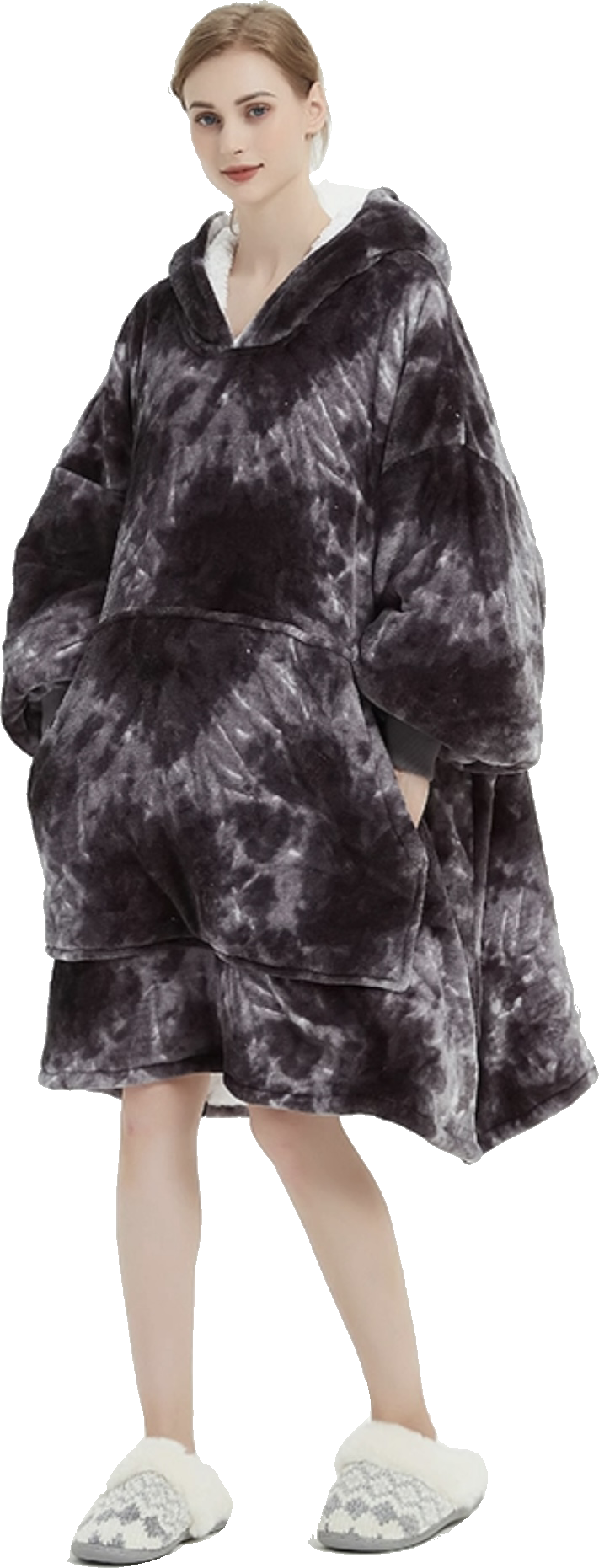 Adult Unisex Flannel Lazy Blanket Hooded Blanket