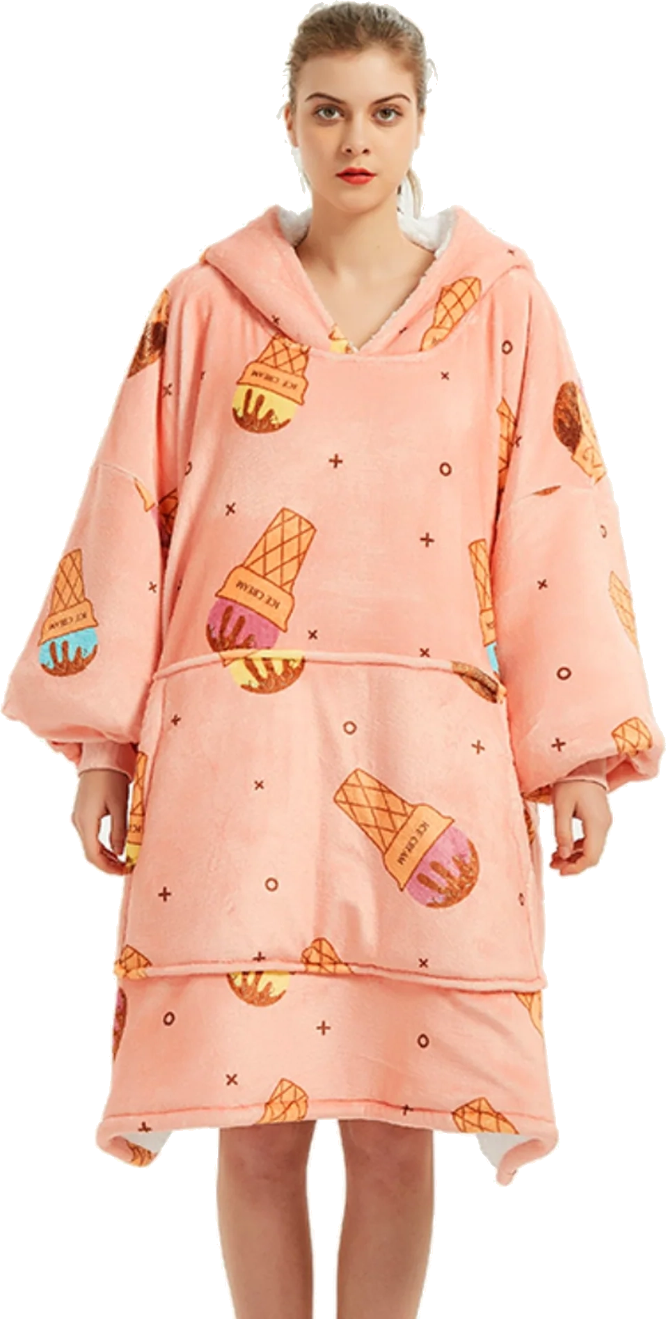 Adult Unisex Flannel Lazy Blanket Hooded Blanket