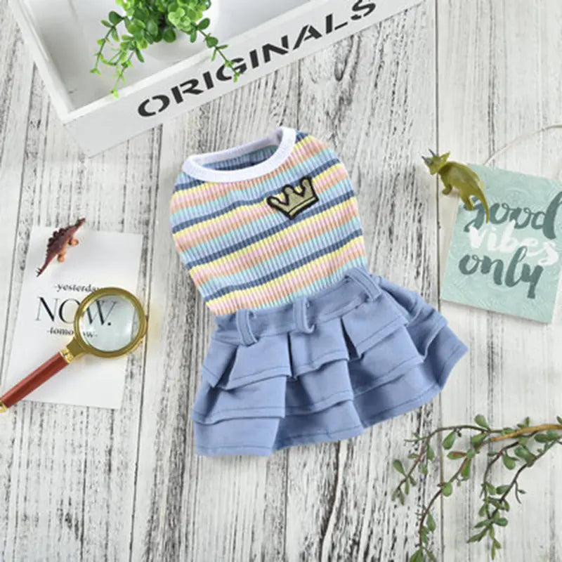 Cartoon Striped Dress for Small & Medium Dogs
