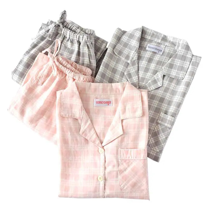Cotton Plaid Pajama Set for Couples