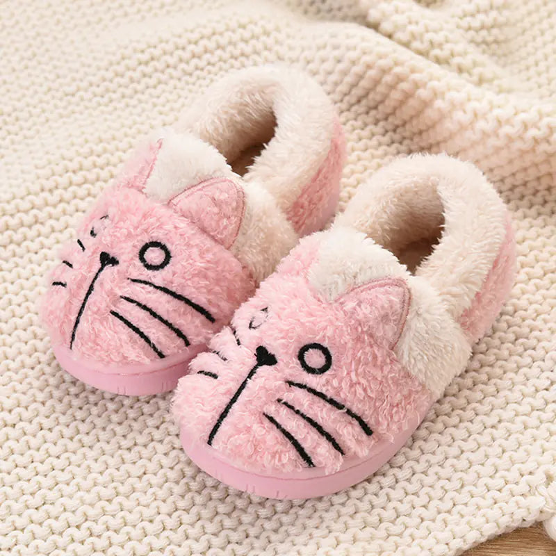 Kids' Cotton Slippers with Cat Design