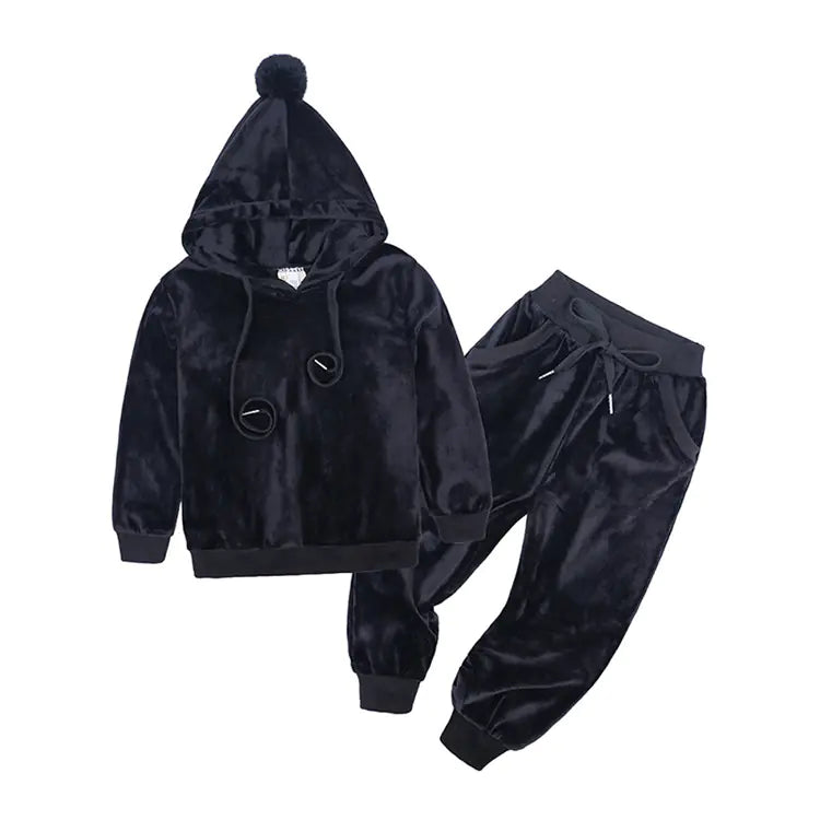 Kids Velvet Hoodie Set