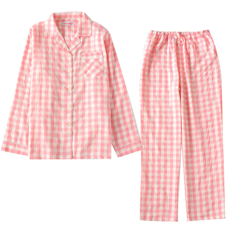 Cotton Plaid Pajama Set for Couples
