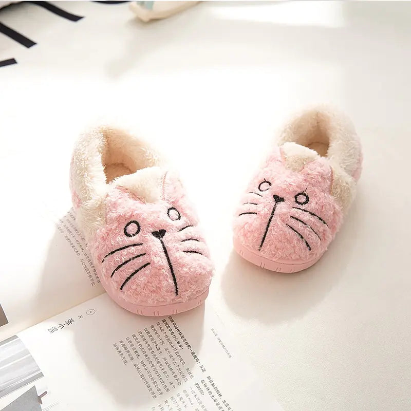 Kids' Cotton Slippers with Cat Design
