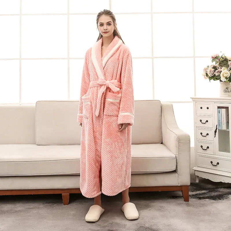Winter Couple Pajamas and Bathrobe Set for Women