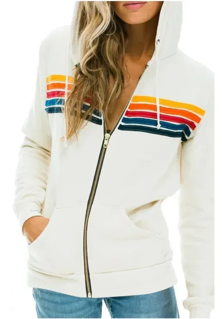 Unisex Aviator Nation 5 Stripe Zip Hoodie Sweatshirt
