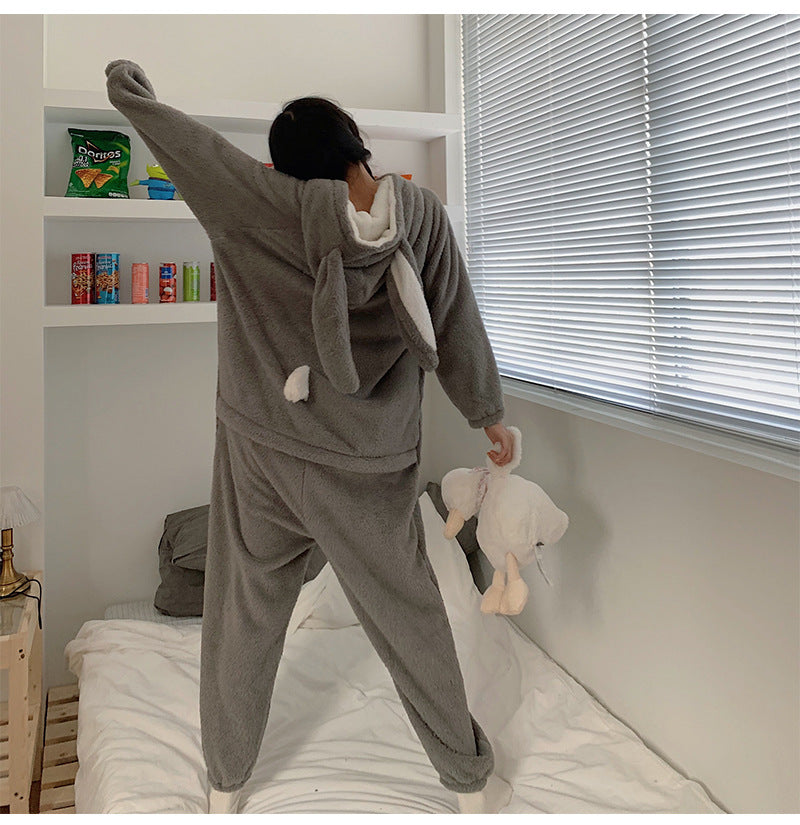 Cute Coral Velvet Winter Rabbit Onesie