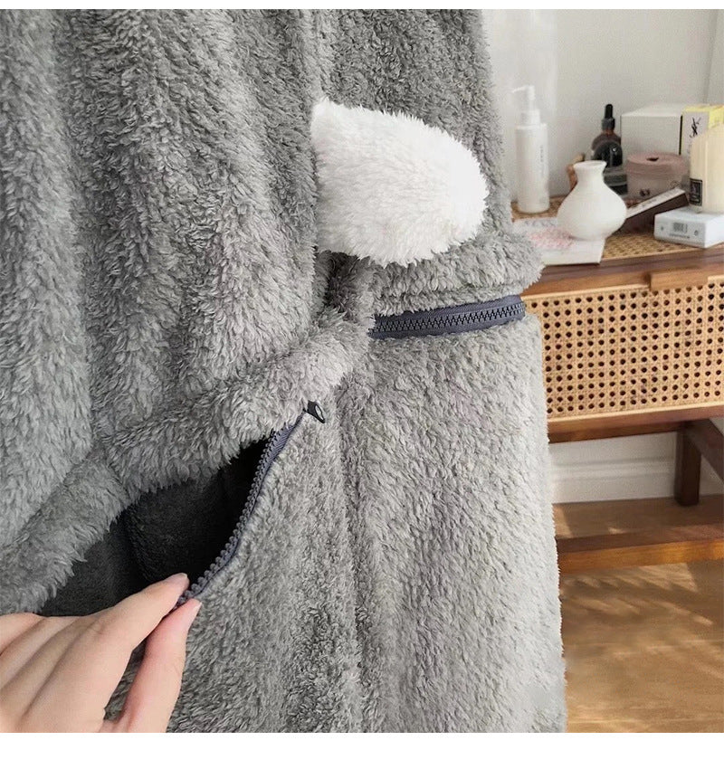 Cute Coral Velvet Winter Rabbit Onesie