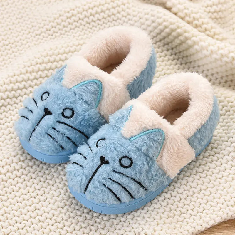 Kids' Cotton Slippers with Cat Design