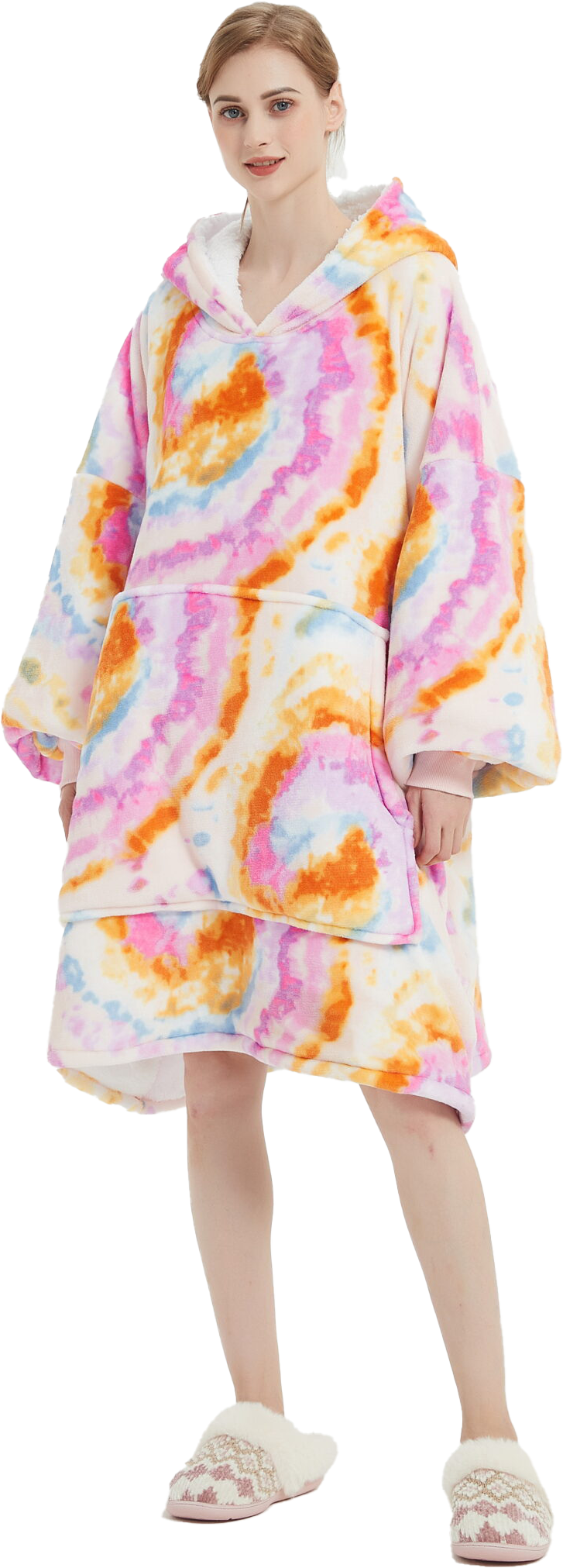 Adult Unisex Flannel Lazy Blanket Hooded Blanket