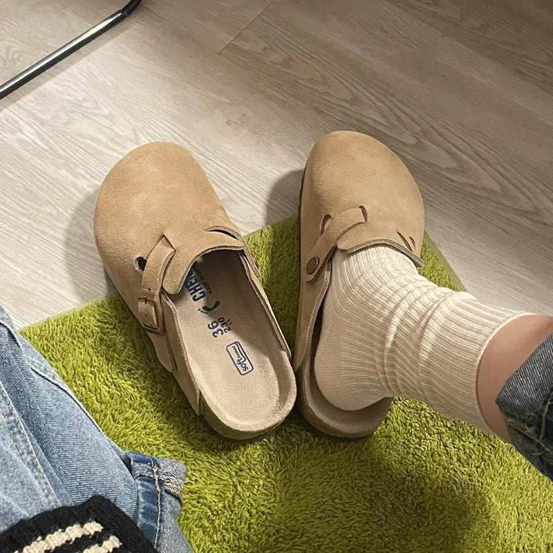Leather French Retro Slippers