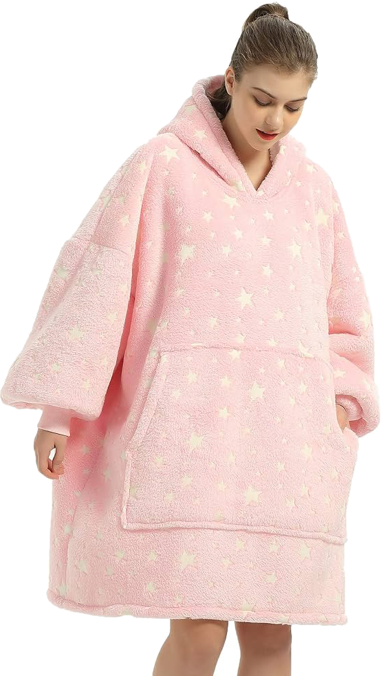 Adult Unisex Flannel Lazy Blanket Hooded Blanket