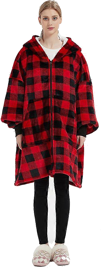 Adult Unisex Flannel Lazy Blanket Hooded Blanket