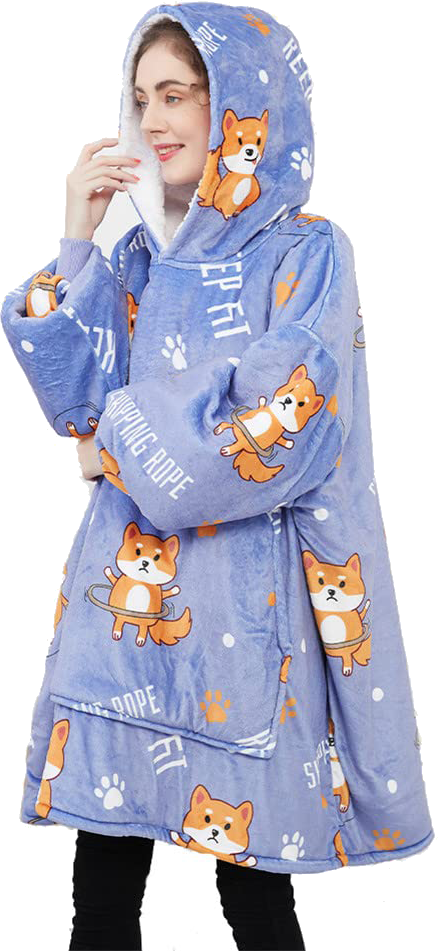 Adult Unisex Flannel Lazy Blanket Hooded Blanket
