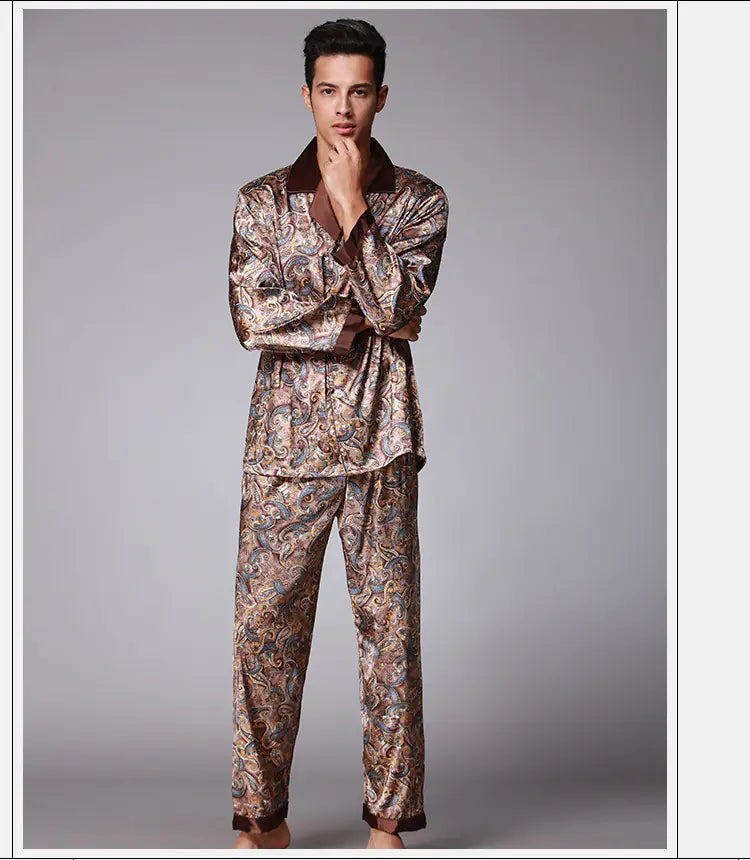 Men's Long Sleeve Satin Pajama Set