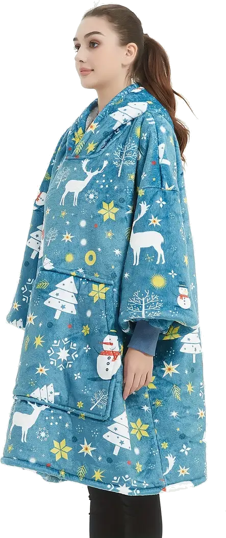 Adult Unisex Flannel Lazy Blanket Hooded Blanket