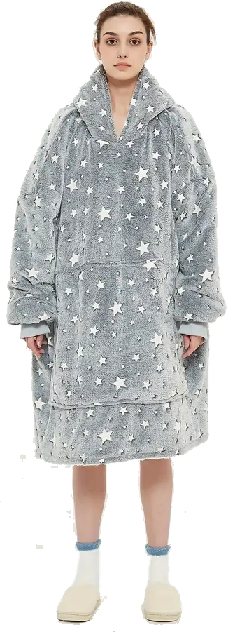 Adult Unisex Flannel Lazy Blanket Hooded Blanket