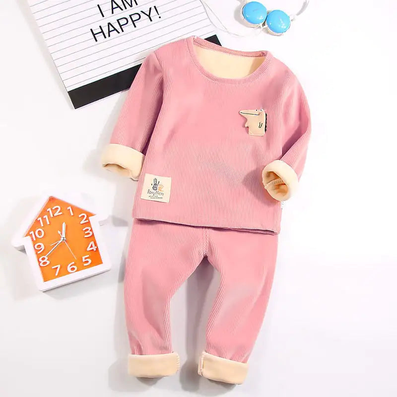 Baby Plus Velvet Thermal Underwear Suit
