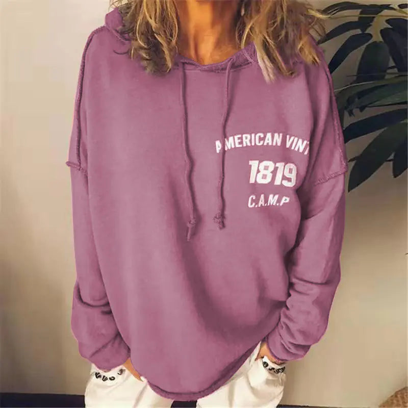 Vintage Loose Plus Size Hooded Tee