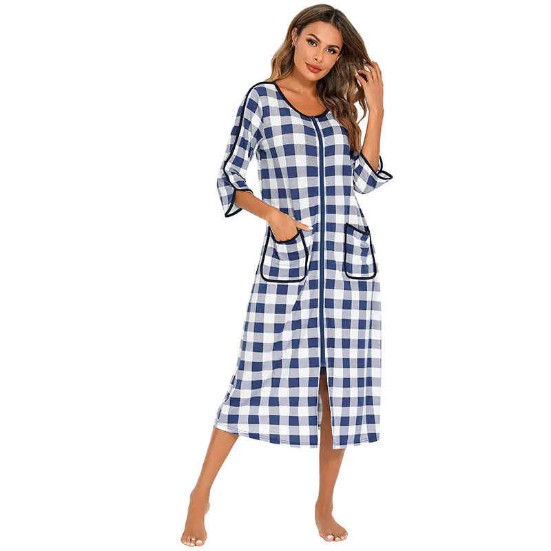 Women's Zipper Shirt Pajamas