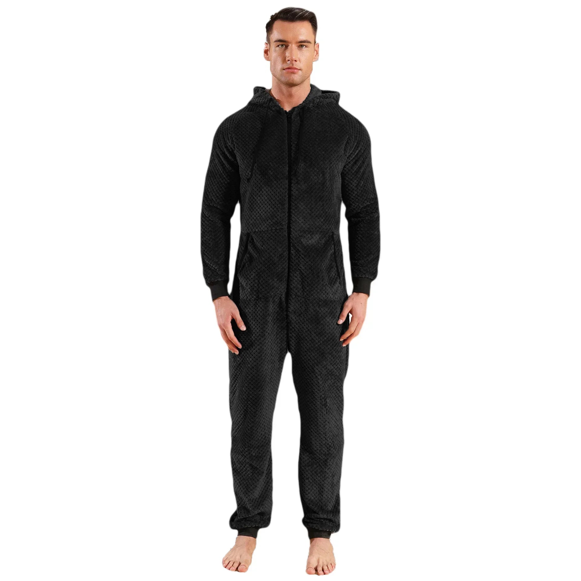 Casual Flannel Onesies Hoodie Jumpsuit