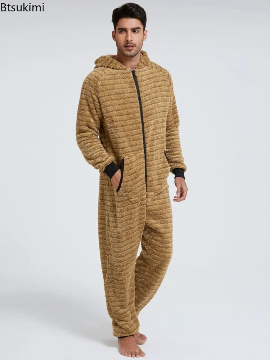 Casual Flannel Onesies Hoodie Jumpsuit