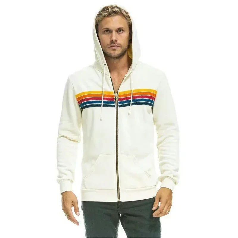 Unisex Aviator Nation 5 Stripe Zip Hoodie Sweatshirt