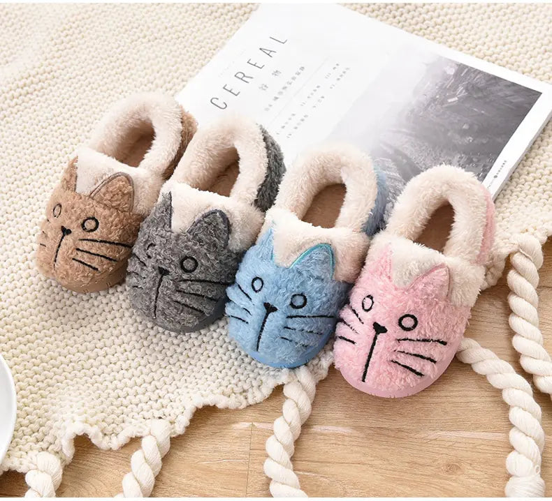Kids' Cotton Slippers with Cat Design